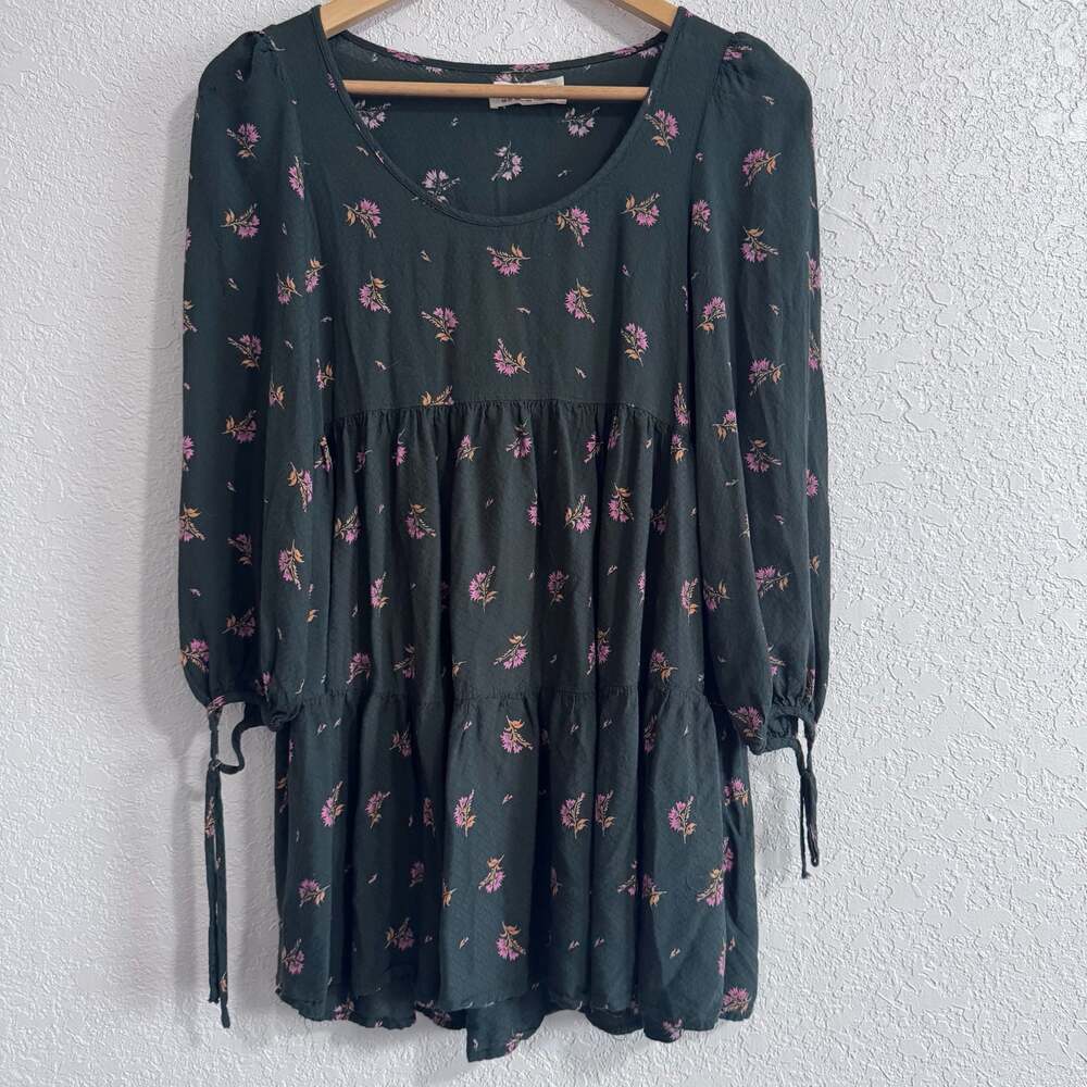 Urban Outfitters Floral Tiered Long Sleeve Mini Dress Size XS